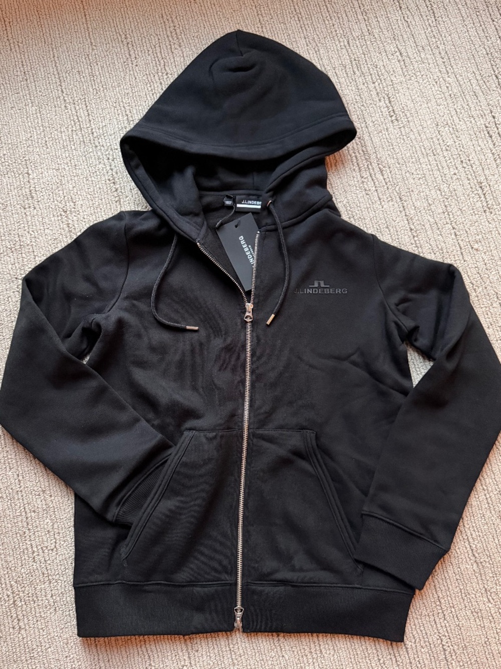 J LINDEBERG Classic Chic Black Zip Logo Hoodie Sz M NWT!!
